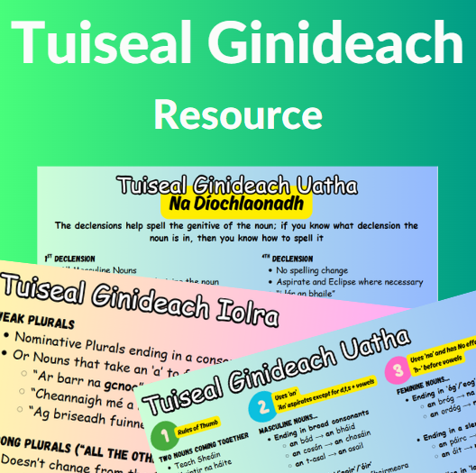 Tuiseal Ginideach – Singular & Plural Grammar Reference