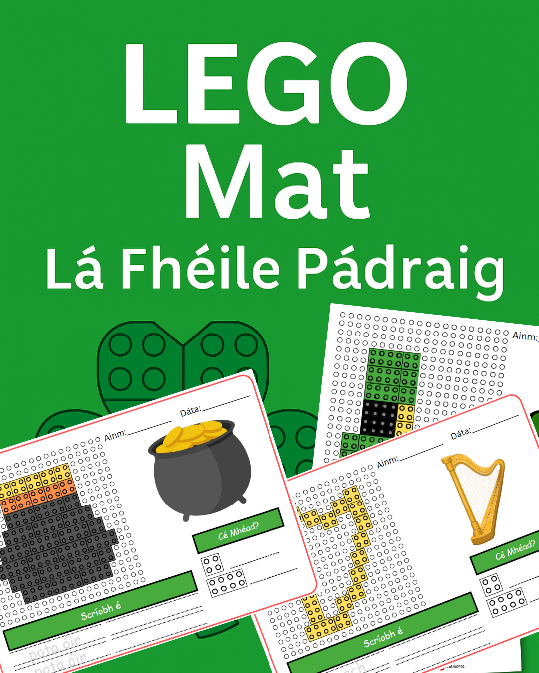 LEGO Mat – Lá Fhéile Pádraig | Acmhainn don Naíonra, Naíonáin Bheaga & Mhóra